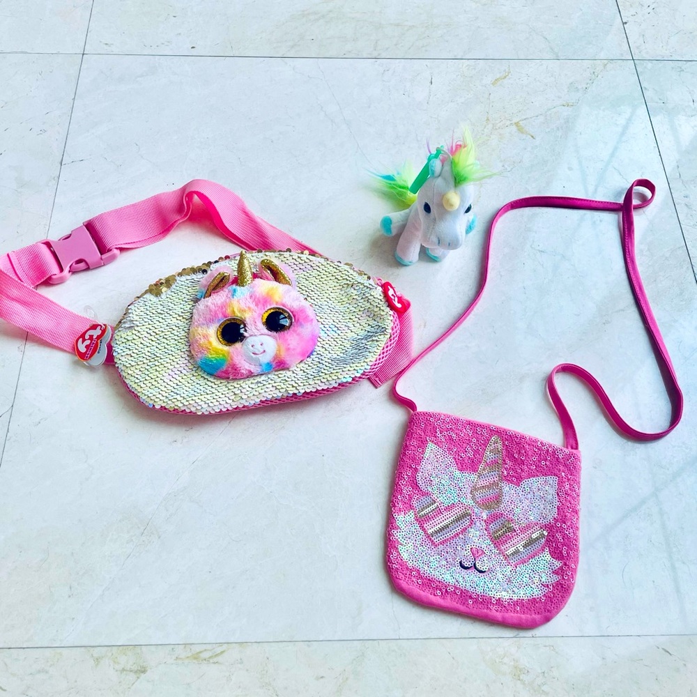 TY Unicorn bags and keychain plush